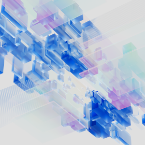 Abstract 3D render of blue and purple digital data blocks representing how AI systems perceive data