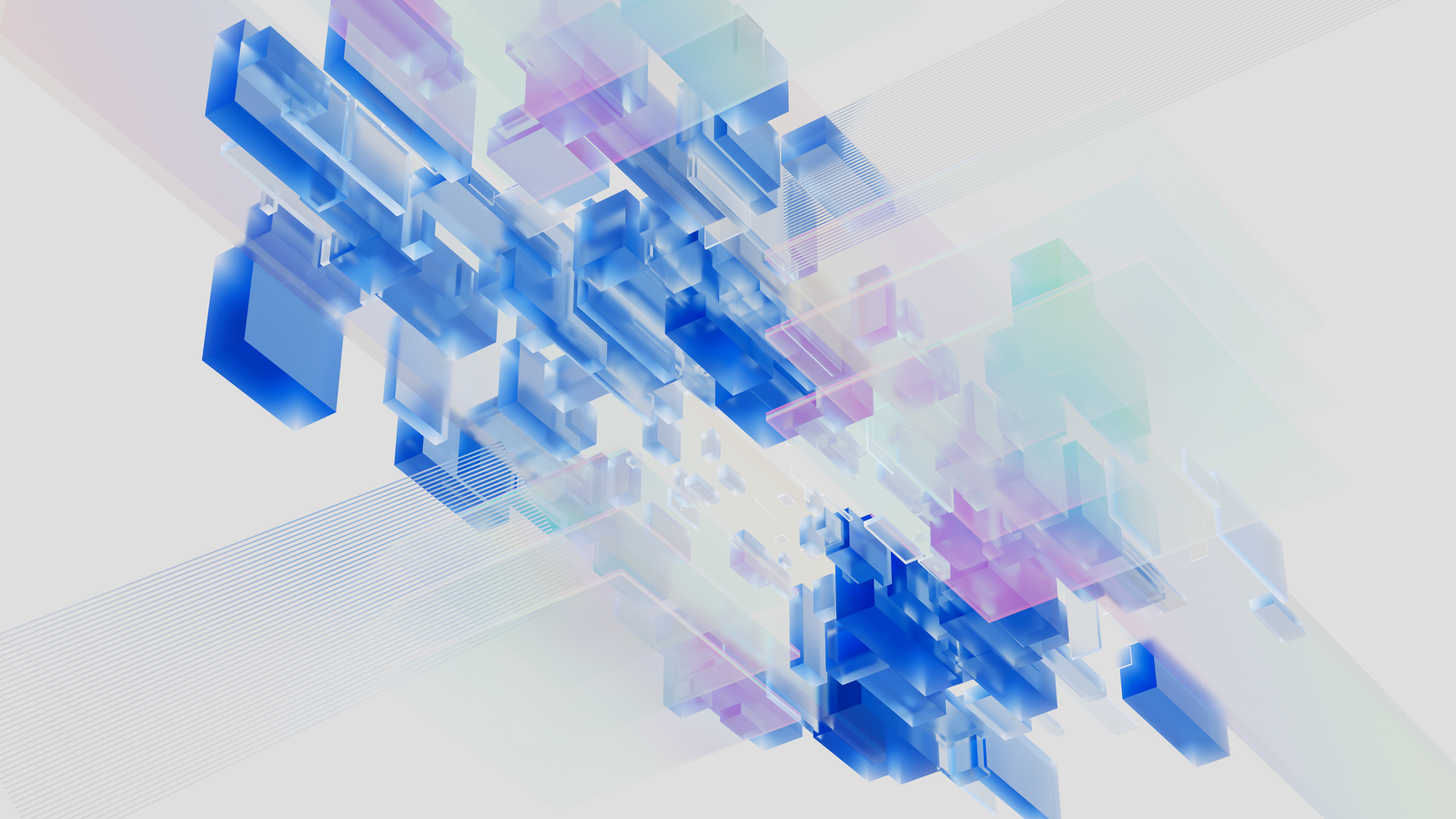 Abstract 3D render of blue and purple digital data blocks representing how AI systems perceive data